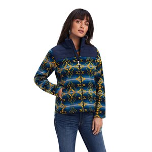 ARIAT WOMEN'S PRESCOTT FLEECE JACKET NAVY SONORAN PRINT