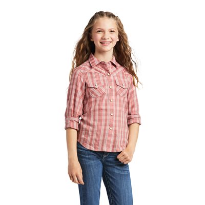 GIRLS R.E.A.L ANTIQUE RUBIA LS SHIRT PLAID SMALL