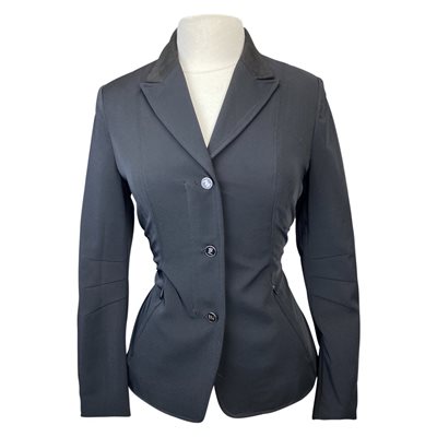 HORZE YVONNE BLACK SHOW JACKET WITH SUEDE COLLAR SIZE 10