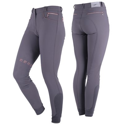 QHP BREECHES SAONA SILICON GRIP FULL SEAT GREY / ROSE GOLD 22