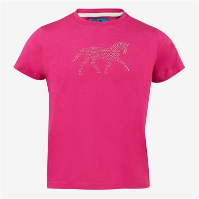 HORZE PINK KID T-SHIRT WITH DESIGN OF HORSE MADE OF DIAMONDS SM