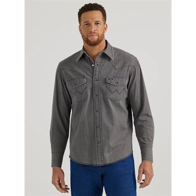 CHEMISE WRANGLER HOMME VINTAGE GRIS SMALL