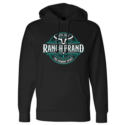 HOODIE RANCH BRAND UNISEXE WESTERN BLACK / TURQUOISE