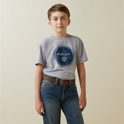 ARIAT T-SHIRT CHILD WORN AROUND SS GREY / BLUE GR:XLARGE