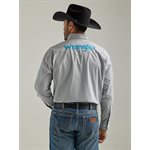 WRANGLER SHIRT MEN LOGO TEAL / GREY SZ:XLARGE