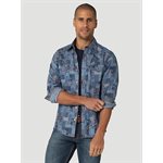 CHEMISE WRANGLER HOMME RETRO PREM SNAP BLEU / MOTIF BLEU GR:L