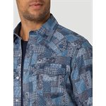 WRANGLER MEN SHIRT RETRO SNAP BLUE / BLUE SMALL