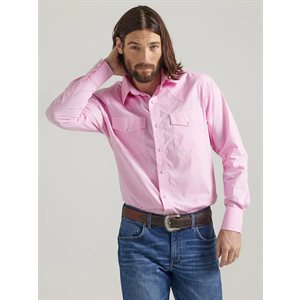 WRANGLER SHIRT MEN BUCKING CANCER PINK 