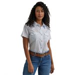 CHEMISE WRANGLER FEMME MC A CARREAU BLEU CIEL SMALL