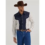 CHEMISE WRANGLER HOMME MARINE / BLANC FLEUR SMALL