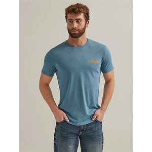 WRANGLER MEN T SHIRT COWBOY HORSESHOE BLUE 