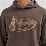 WRANGLER HOODIE MEN COWBOY THROWBACK RIDER BRUN / ORANGE SMALL