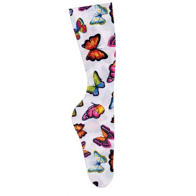 BAS ZOCKS FEMME PAPILLONS MULTICOLORES / BLANC