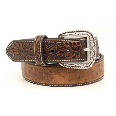 CEINTURE ARIAT HOMME BRUN CUIR D'AUTRUCHE