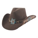 CHAPEAU DE COWBOY BULLHIDE AIN'T IT DIFFERENT BRUN / TURQUOISE SMALL