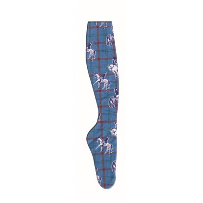 ZOCKS SOCKS BLUE PLAID HORSES