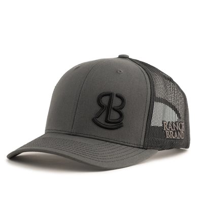 RANCH BRAND CAP BRANDING DARK GREY MESH BLACK LOGO BLACK