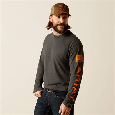 ARIAT LONG SLEEVE TSHIRT CHARCOAL SMALL