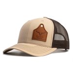 RANCH BRAND CAP COW TAG BEIGE MESH BROWN LEATHER PATCH