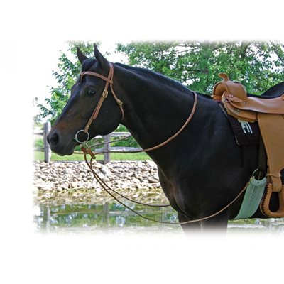 DRAW REINS EN CUIR WESTERN BRUN