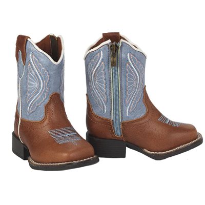 ARIAT LIL'STOMPER WHITE ZIP BROWN / BLUE SZ:6