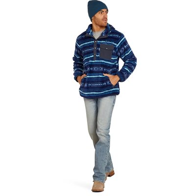 ARIAT BERBER SNAP FRONT SWEATSHIRT MEN'S BLUE DEPHTS SERAPE SM