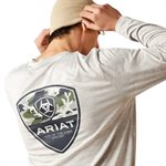 MENS ARIAT CHARGER CAMO LONG SLEEVE SHIRT LT GREY HEATHER XLARG