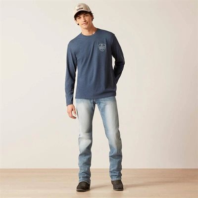 ARIATTSHIRT LONG SLEEVE MEN'S CRESTLINE NAVY HEATHER LARGE