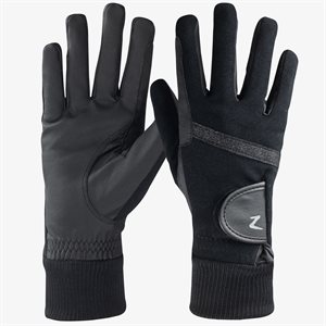 GANTS HORZE DOUBLÉ AVEC POIGNET ELASTIQUE NOIR BRILLANT