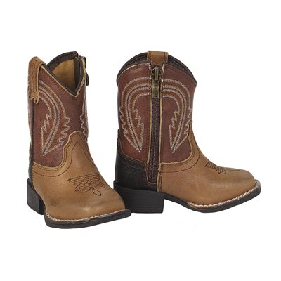 ARIAT LIL'STOMPER WHITE ZIP BROWN / BEIGE SZ:7