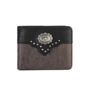MONTANA WEST COFFEE BLOCK NAVAJO CONCHO LEATHER WALLET