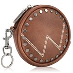 WRANGLER CIRCULAR COIN POUCH ''W'' LOGO BAG CHARM COFFEE