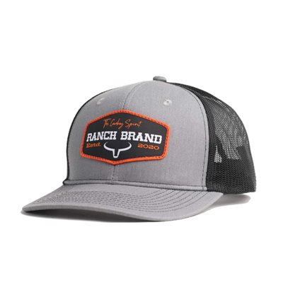 CASQUETTE RANCH BRAND PATCH RANCH GRIS MESH NOIR LOGO ORANGE