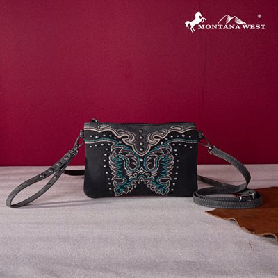 MONTANA WEST CROSSBODY EMBROIDERED COLLECTION BLACK / TURQUOISE