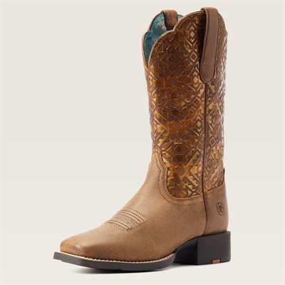 BOTTE WESTERN ARIAT ROUND UP WIDE SQUADE TOE BRUN / COPPER 6.5B