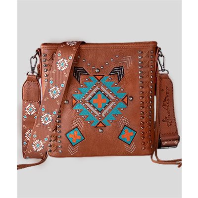 MONTANA WEST SAC A MAIN AVEC BANDOUILLERE BRODÉ AZTEC BRUN PALE