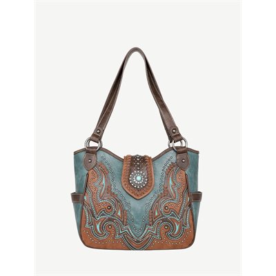 MONTANA WEST CUT-OUT COLLECTION PURSE TURQUOISE / BROWN