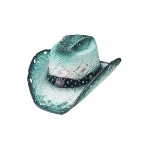 CHAPEAU COWBOY BLANC / TURQUOISE AVEC BIJOUX