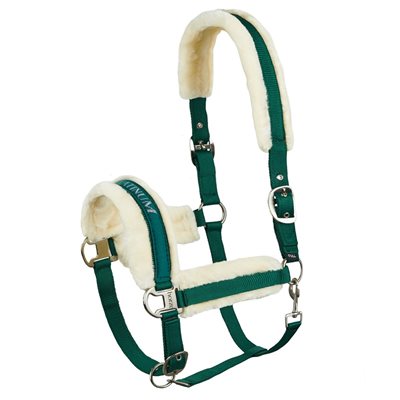 HORZE STANFORD FAUX FUR HALTER STORM GREEN COB