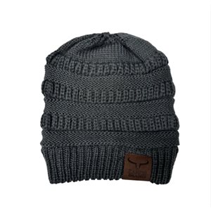 TUQUE PONITAIL RANCH BRAND GRIS FONCÉ / LOGO CUIR