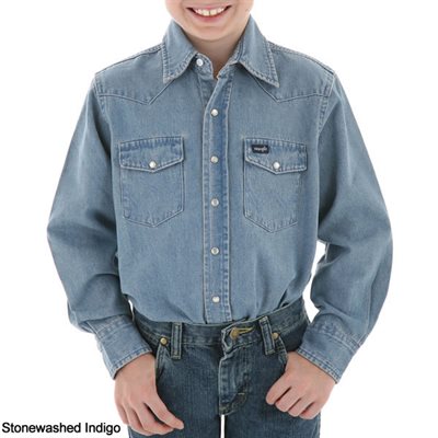 CHEMISE WRANGLER JEANS BLEU PALE ENFANT XXSMALL